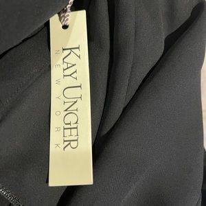 Kay Unger high waisted ruffle hem silk pants